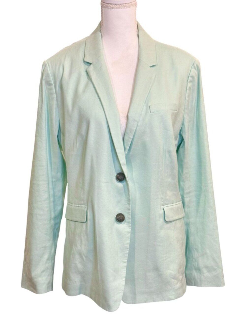 Rag & Bone Mint Green Linen-Blend Blazer & Wide-Leg Pants Set Size 14